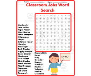 Classroom Rules Word Search Puzzle Worksheet Activities