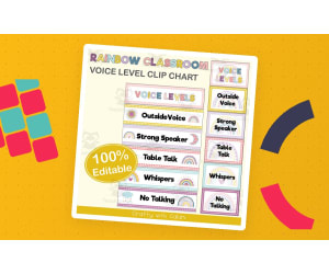 Classroom Voice Level Chart in Pastel Rainbow Theme - 100% Editable
