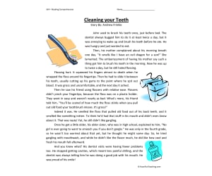 Cleaning Your Teeth - Reading Comprehension Worksheet