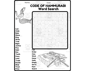 CODE OF HAMMURABI Word Search Puzzle Worksheet Activity - Cuneiform Wr