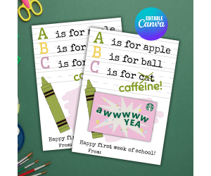 Coffee Gift Card Tag/Holder | Back to School Appreciation Week