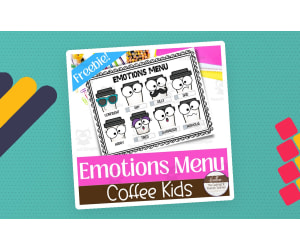 Coffee Kids Feeling Faces Menu-- Reference Poster and Feelings Chart