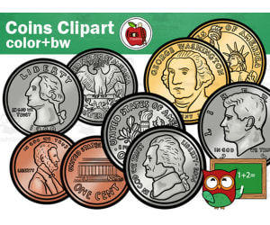 USA Coin Clip Art – 24 Realistic Money Graphics