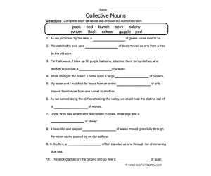 Collective Nouns Complete the Sentence Worksheet
