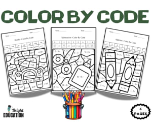 Color by Code Math Worksheets | Addition, Subtraction & Sight Words