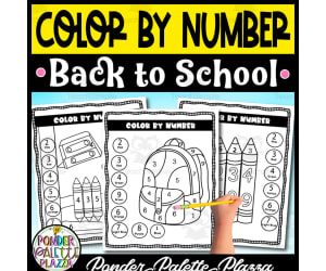 Color by Number Activity - Back to School