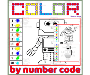 Robot Color by Number – Pre-Math Worksheets
