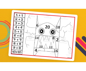 Color by Number: Monster Addition Doubles Facts Set 5
