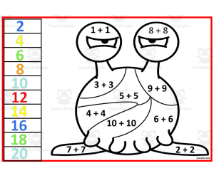 Color by Number: Monster Addition Doubles Facts Set 7