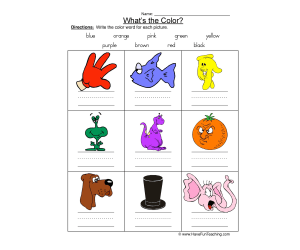 Color Names Pictures Worksheet