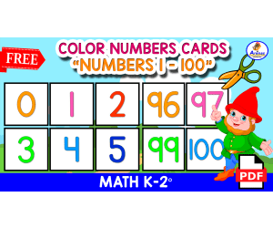 COLOR NUMBERS FLASHCARDS 1 TO 100