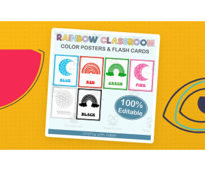 Color Poster Classroom Decor in Pastel Rainbow Theme - 100% Editable