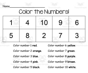 Color Your Numbers 1-10 Printable