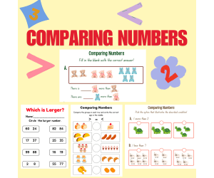 Colorful Comparing Numbers Worksheets K-1st Grade