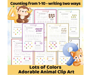Colorful Math Worksheets for Pre-K and Kindergarten - Counting to 10