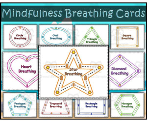 Colorful Shapes Mindfulness Breathing Exercises Activities Cards for Kids Great for Calming Corners