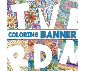 Coloring BANNER - Letters, numbers and symbols - Bulletin board
