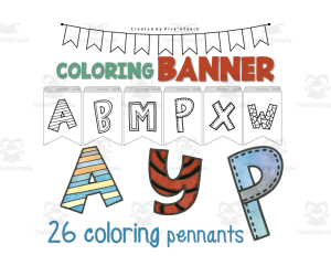 Coloring BANNER - Printable bulletin board - 26 Letter pennants