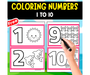 COLORING NUMBERS FLASHCARDS | 1-10 | COLORING PAGES