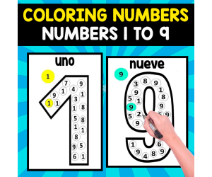 COLORING NUMBERS IN SPANISH | NUMBERS 1 TO 9