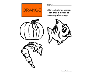 Coloring Orange Pictures Worksheet