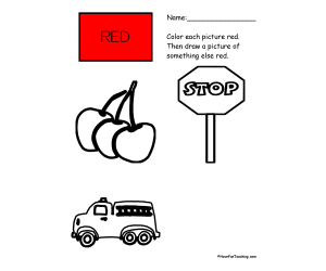 Coloring Red Pictures Worksheet