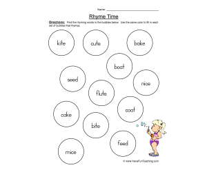 Coloring Rhyming Words Worksheet