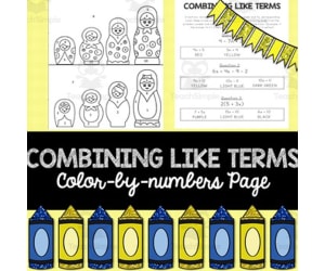 Combining Like Terms Color by Number