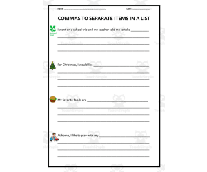 Commas Worksheet 2