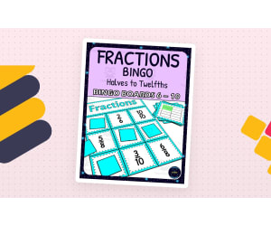 Common Fractions 1/2s - 1/12s Activity - Bingo Game - Fraction Symbols - Boards 6-10