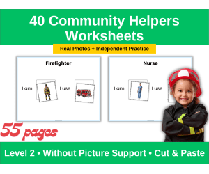Community Helpers Level 2 Autism Cut & Paste Activities