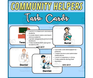 Community Helpers "Who Am I?" Task Cards - Matching Task Cards Game