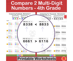 Compare 2 Multi-Digit Numbers Using Place Value - 4th Grade