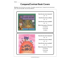 Compare Contrast Book Covers Worksheet
