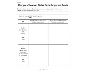 Compare Contrast Similar Texts Worksheet