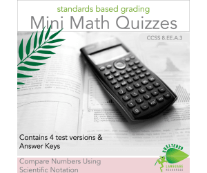 Compare Numbers Using Scientific Notation Quiz - Multiple Versions
