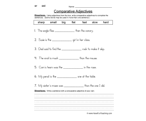 Comparing Adjectives Fill in Blank Worksheet