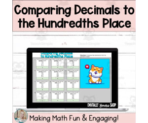 Comparing Decimals to the Hundredths Place Digital Self-Checking Activity