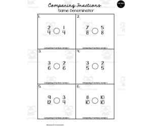 Comparing Fractions | Math Worksheet