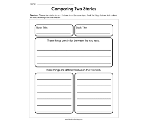 Comparing Two Stories Worksheet