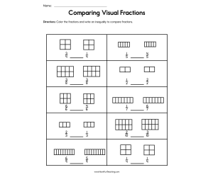 Comparing Visual Fractions Worksheet