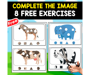 COMPLETE THE IMAGE OF THE ANIMAL | 8 FREE EXERCISES