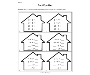 Completing Fact Families Worksheet