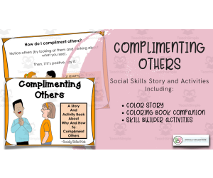 Complimenting Others, Social Skills Story and Activities