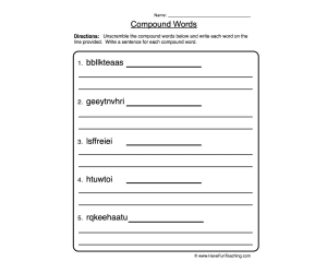 Compound Words Unscramble Worksheet
