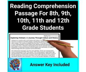 Comprehension Passage Sub Plan for 8th, 9th, 10th, 11th & 12th Grades