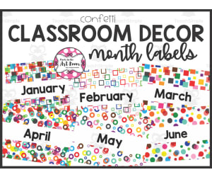 Confetti Classroom Decor - Month Labels