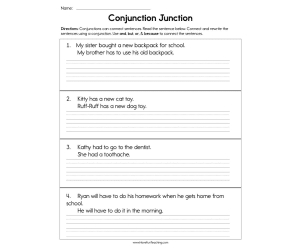Conjunction Junction Worksheet