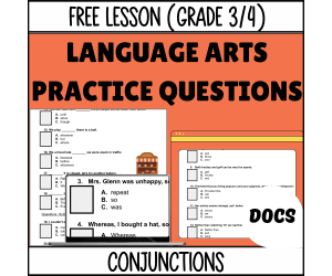 Conjunctions Sample: Grammar Grade 3-4 (Google Docs)