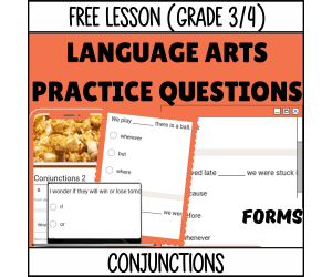 Conjunctions Sample: Grammar Grade 3-4 (Google Forms)